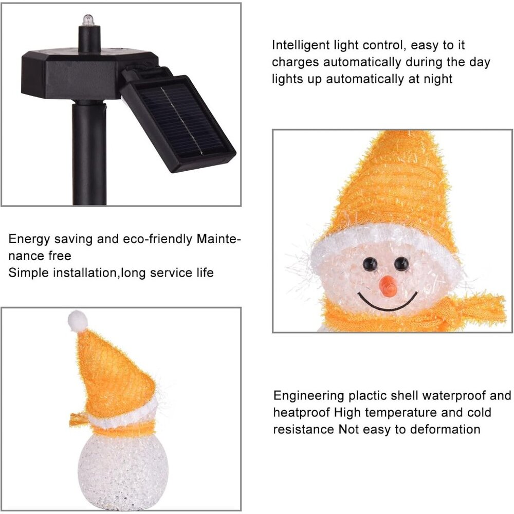 New 3Pcs of Waterproof Solar Snowman Christmas Pathway Lights for Garden Decor - Picture 7 of 7